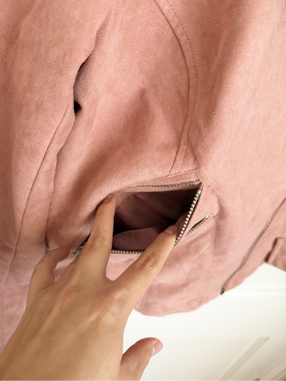 Sebby Collection Blush Pink Faux Suede Moto Jacket - Picture 6 of 10
